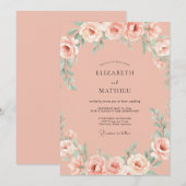 Coral Serene Summer Wedding 招待状 (正面/裏面)