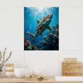 Coral Shark Reef Fantasy Decor ポスター (キッチン)