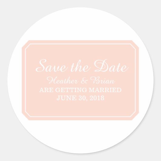 Coral Simple エレガント Save the Date ラウンドシール (正面)