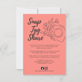 Coral Snap Tag Share Business Thank You Card サンキューカード