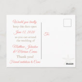 Coral Starfish日付パーソナライズされたポストカードの保存 ポストカード (裏面)