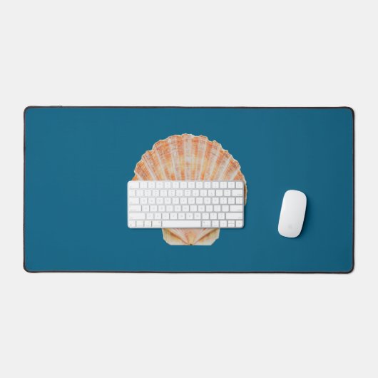 Coral Toned Scallop Shell Ocean Blue Deck Mat デスクマット (キーボード&マウス)