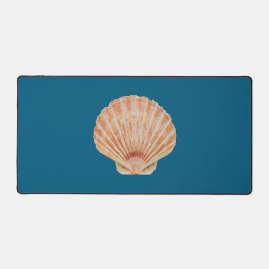 Coral Toned Scallop Shell Ocean Blue Deck Mat デスクマット (正面)