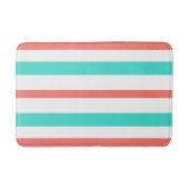 Coral Turquoise White Summer Stripes バスマット (正面)