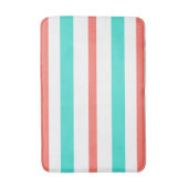 Coral Turquoise White Summer Stripes バスマット (正面縦)