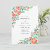 Coral Verdant Blossom Wedding 招待状 (スタンド正面)