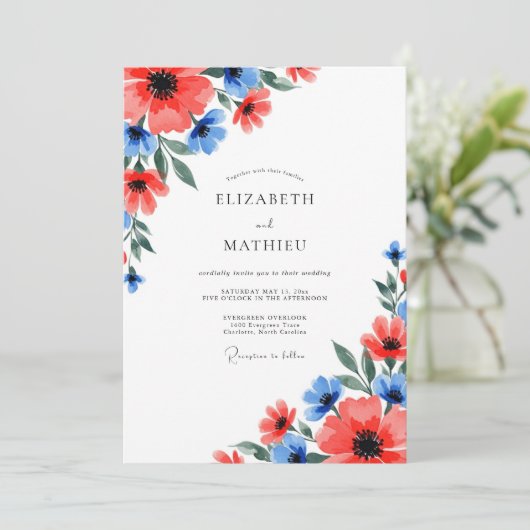 Coral Vibrant Spring Wedding 招待状 (スタンド正面)