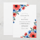 Coral Vibrant Spring Wedding 招待状 (正面/裏面)