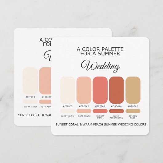Coral Warm Peach Summer Wedding Palette 2026 Card 招待状 (正面/裏面)