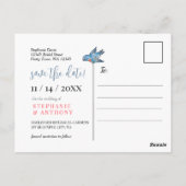 Coral Wildflower Bird 縁ど Save the Date Photo ポストカード (裏面)