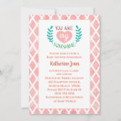 Coral You Are My Sunshine Baby Shower 招待状 (正面)