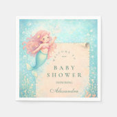 Corallight Mermaid Keepsake Baby Shower スタンダードカクテルナプキン (正面)