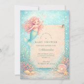 Corallight Mermaid Keepsake Baby Shower 招待状 (正面)