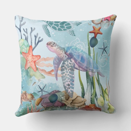 Corals, Turtles, Sea Life クッション (裏面)