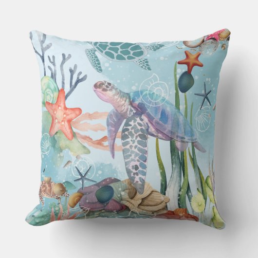 Corals, Turtles, Sea Life クッション (正面)
