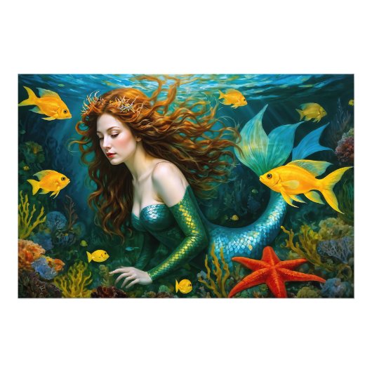 "Coralyn" – 美しい神秘的な人魚 フォトプリント (正面)