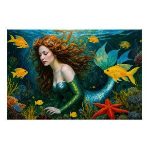 "Coralyn" – 美しい神秘的な人魚 ポスター