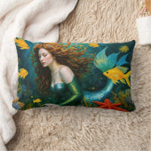 "Coralyn" – 美しい神秘的な人魚 ランバークッション (ブランケット)
