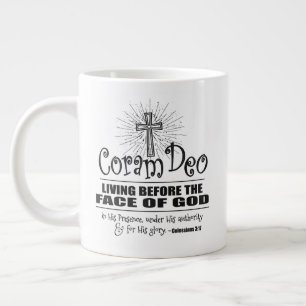 「Coram Deo」20オンスジャンボマグ（黒） ジャンボコーヒーマグカップ