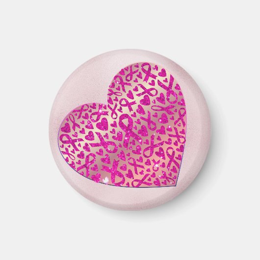 Corazón apoyo contra el Cáncer de Mama Camiseta マグネット (正面)