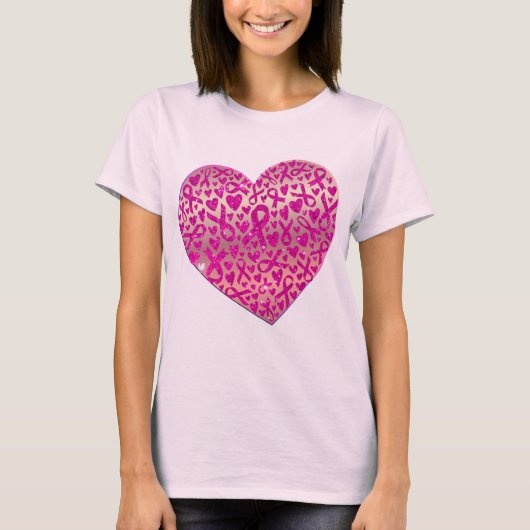 Corazón apoyo contra el Cáncer de Mama Camiseta Tシャツ (正面)