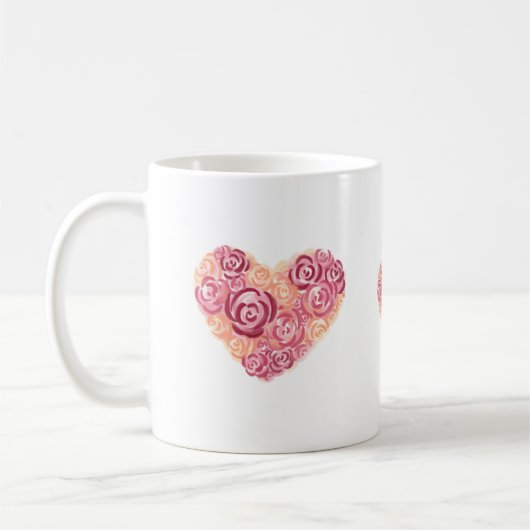 Corazon de flores en acuarela コーヒーマグカップ (左)