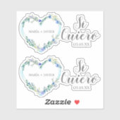 Corazón Flor Sí Quiero Español para Boda シール (シート)