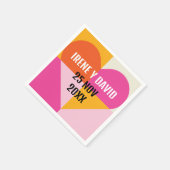Corazón Geométrico Cuadrícula Naranja y Rosa スタンダードカクテルナプキン (角)