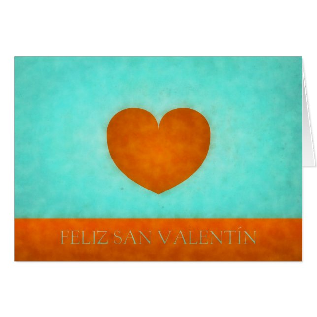 Corazón naranja acuarela Feliz San Valentín (正面横)