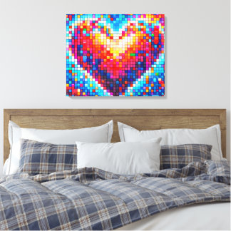 Corazón pixel moderno – Arte digital colori キャンバスプリント