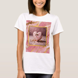 Corazón rosa mármol y dorado tシャツ