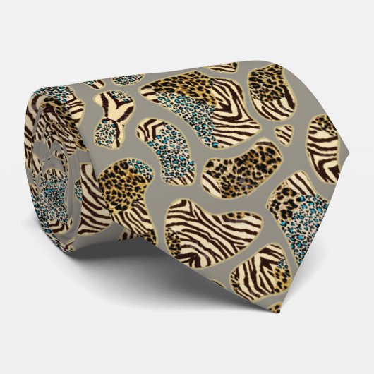 Corbata con mix de manchas de leopardo y tigre ネクタイ (ロール)
