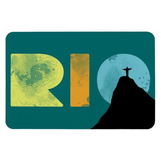 Corcovado山が付いているリオブラジル マグネット (横)
