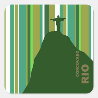 Corcovado Cristo Redentorリオブラジル スクエアシール