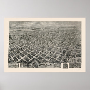 CordeleのGAのパノラマ式の地図- 1908年 ポスター