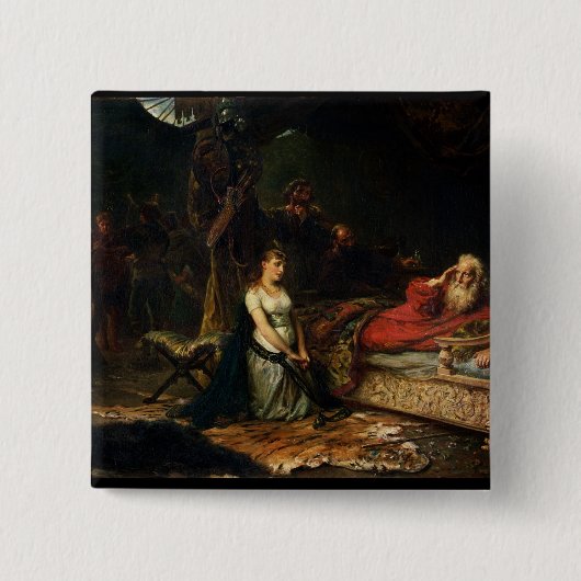 Cordeliaおよび王Lear (キャンバスの油) 缶バッジ (正面)