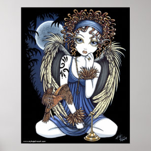 "Cordelia"のゴシック様式月の油の鳥の天使の芸術ポスター ポスター