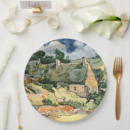 Cordevill Vincent vanゴッホの茅葺きコテージ ペーパープレート (ウェディング)