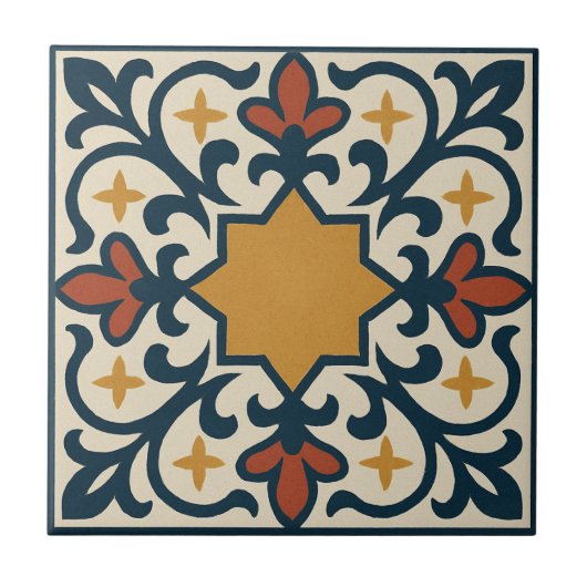 Cordoba Star – Classic Moorish Tile Design タイル (正面)