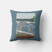 Cordova、アラスカ-はえの漁師 クッション (裏面)