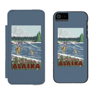 Cordova、アラスカ-はえの漁師 iPhone SE/5/5sウォレットケース