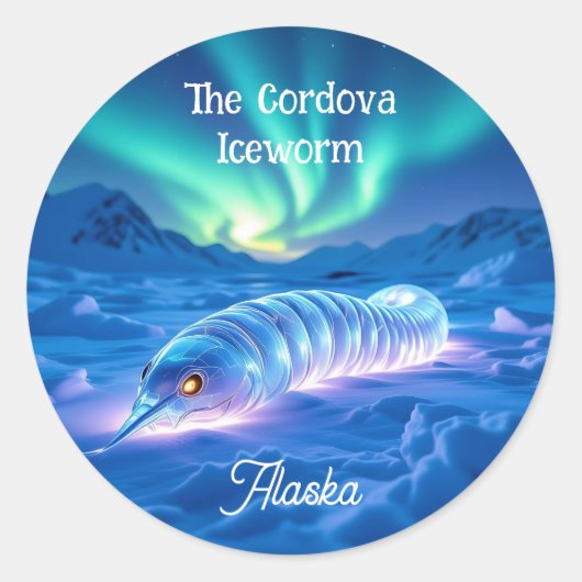 Cordova Iceworm Alaska Cryptid ラウンドシール (正面)