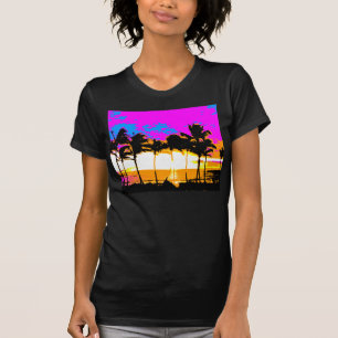COREYのトラの80年代のレトロのヴィンテージのヤシの木の日没 Tシャツ