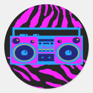 COREYのトラの80年代レトロBOOMBOXのトラは縞で飾ります ラウンドシール