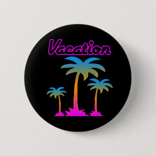 COREYのトラ80sのレトロのヤシの木の休暇の熱帯地方 缶バッジ
