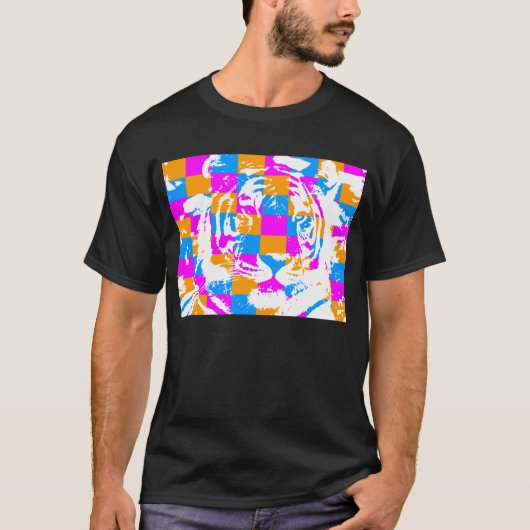 COREY TIGER 80のチェッカータイガー顔 Tシャツ (正面)
