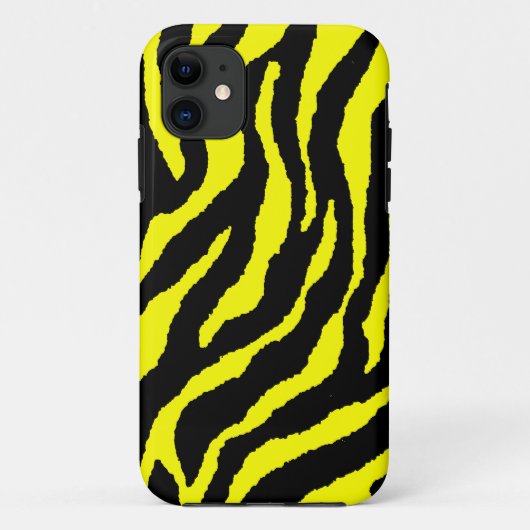 Corey Tiger 80sネオンタイガーストライプズ(黄色) Case-Mate iPhoneケース (裏面)