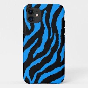 Corey Tiger 80sネオンタイガーストライプティール(緑がかった色)(青) iPhone 11 ケース