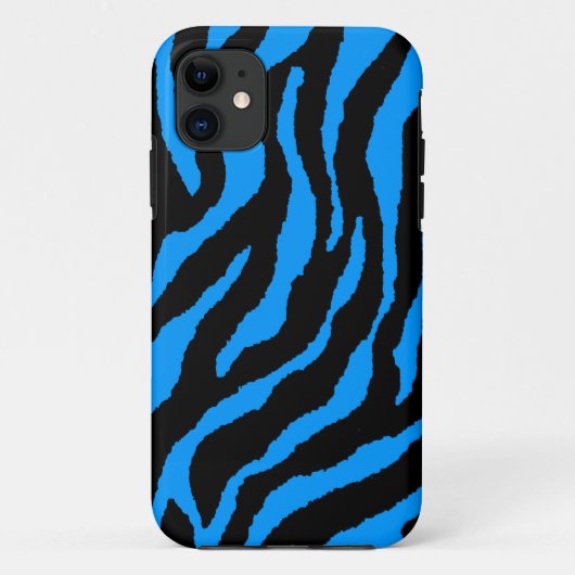Corey Tiger 80sネオンタイガーストライプティール（緑がかった色）（青） Case-Mate iPhoneケース (裏面)