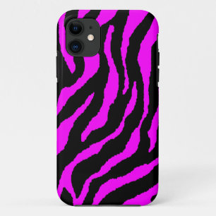 Corey Tiger 80sネオンタイガーストライプ暗い赤紫色(ピンク) iPhone 11 ケース